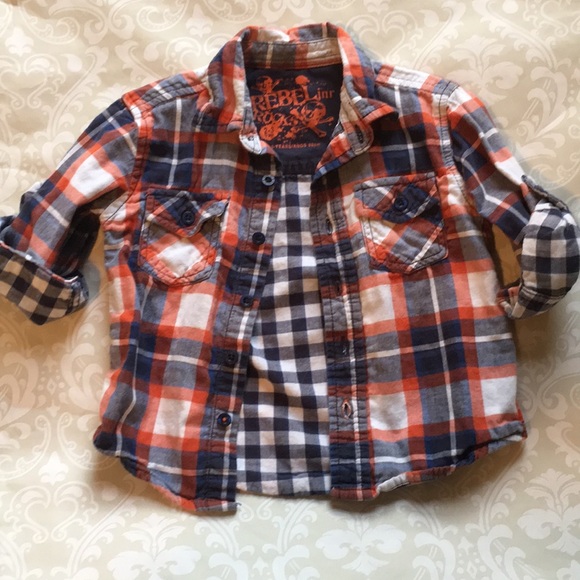 Rebel jnr boy cotton plaid shirt 2-3T - Picture 3 of 4